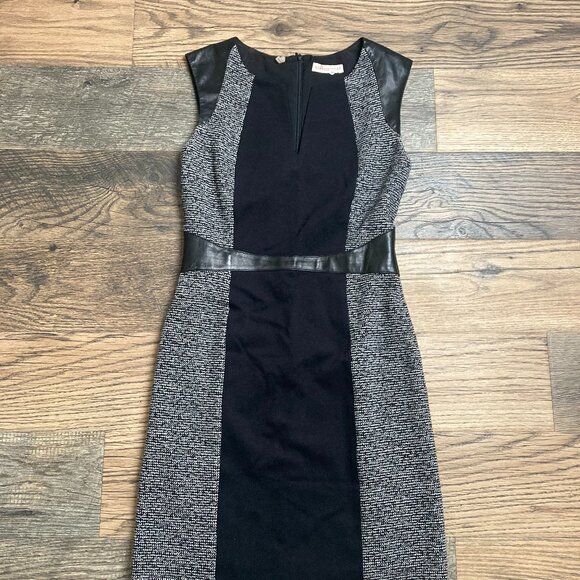 REBECCA TAYLOR CAITYLIN TWEED AND TWILL DRESS 6 - Picture 1 of 6